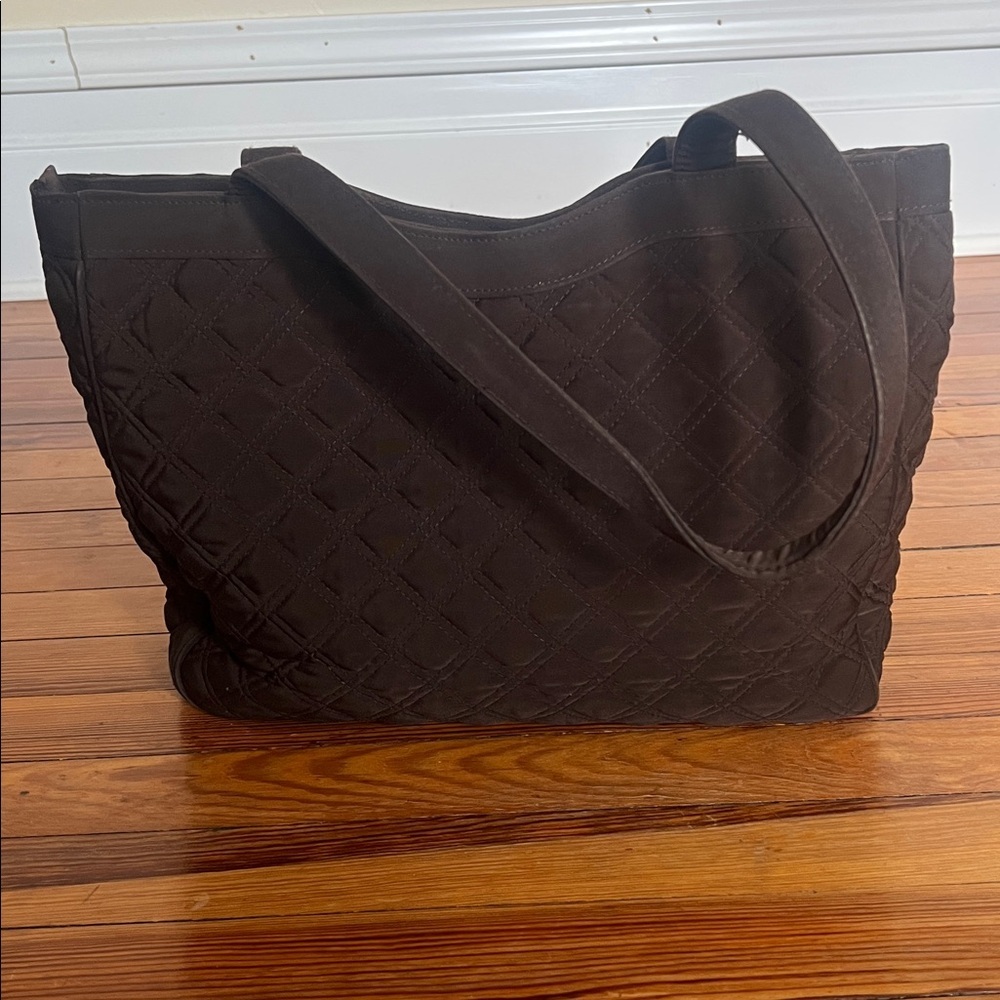 Vera Bradley Lightweight Chocolate Brown Quilted Microfiber Work/Travel Tote - Picture 3 of 9
